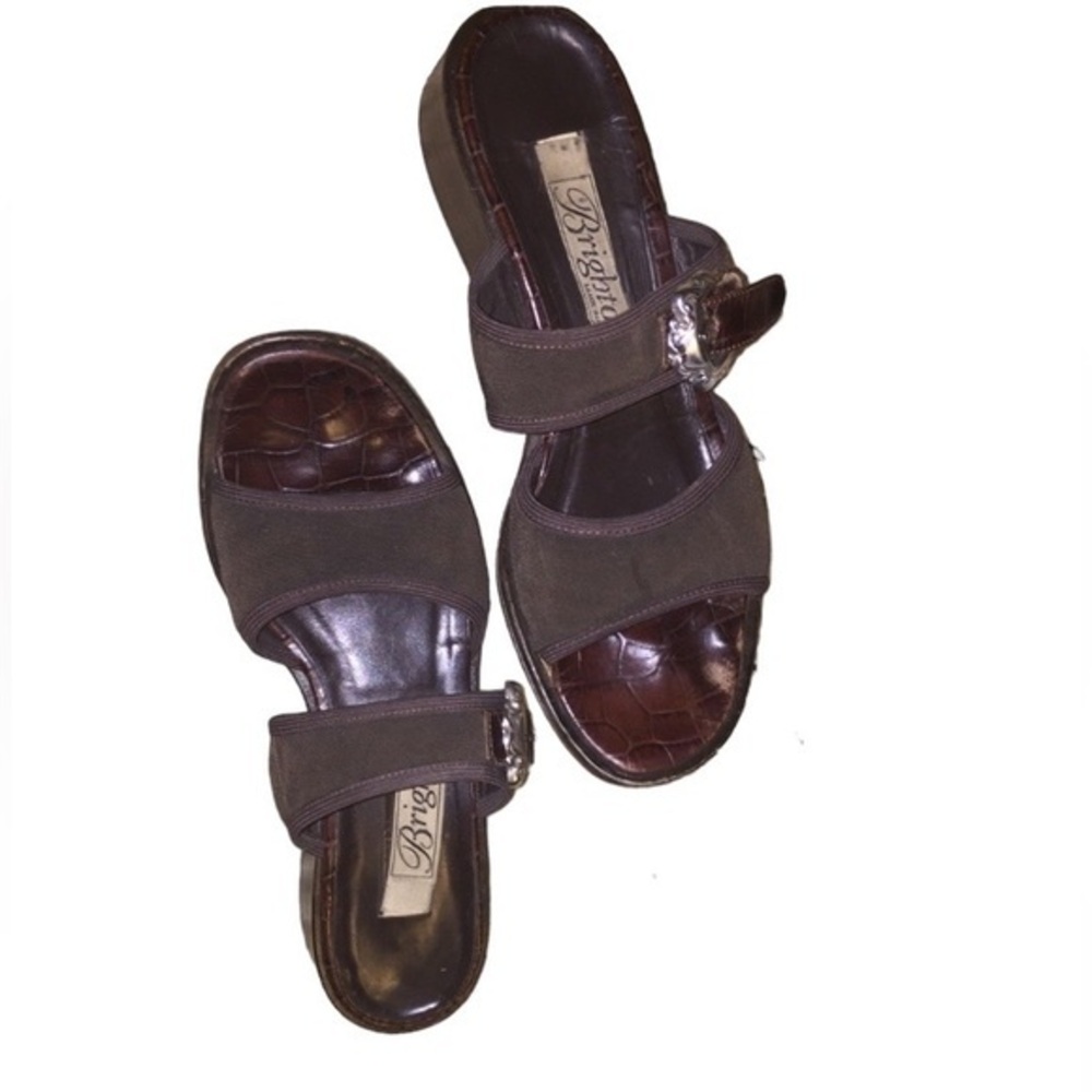 BRIGHTON Leather & Mesh Sandals Brown & Silver - 8